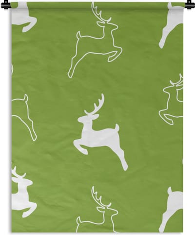 Wandkleed - Wanddoek - Hert - Groen - Patronen - 90x120 cm - Wandtapijt
