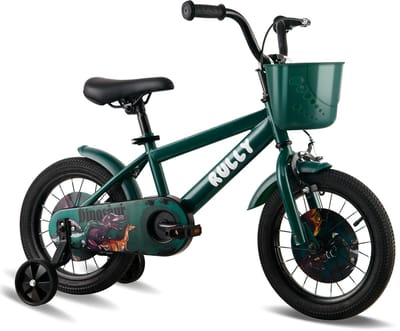 Vankel Kinderfiets 12 Inch – Met Steunwielen – Terugtraprem en Velgrem – Sterk Stalen Frame – Volledig Gesloten Kettingkast – Afneembare Fietsmand – Verstelbaar Zadel – Antislip Banden – Geschikt voor 2-4 Jaar – Duurzame Kinderfiets– Groen
