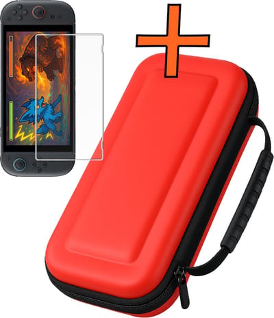 Hoesje Geschikt voor Nintendo Switch 2 Hoes Bescherm Case Hardcover Met Screenprotector - Hoes Geschikt voor Nintendo Switch 2 Case - Rood