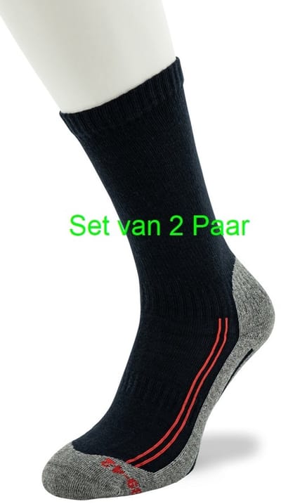 Bonnie Doon Katoenen Wandel Sokken 2 paar Blauw/Rood Zachte Dempende Zool Compressie delen Unisex maat 35/38 - Gladde naden - Compressiedelen voor Stevigheid en betere Bloedsomloop - Zool Schokdempend- Vochtregulerend - Dark Blue/Red - BW23000202.506
