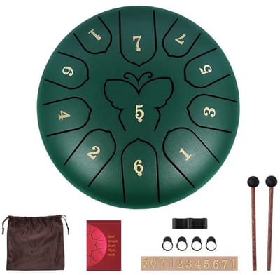 Livano Handpan - Tongue Drum - Steel - Regen - Klankschaal - Groen