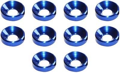 SnelShoppen - Cup Washer Set 10 Stuks M4 Anodized Aluminium Countersunk Wasmachine Bumper Moeren Voor Auto's (Blauw)
