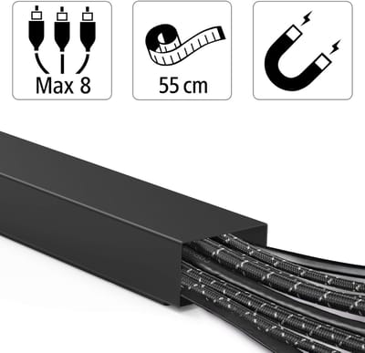 Hama Magnetische Kabelgoot 55 Cm Voor Bevestiging Aan Een Tafelpoot Zwart