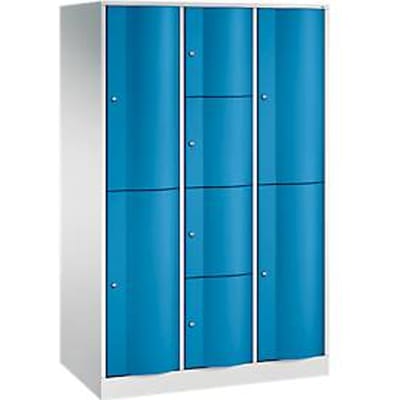 C+P combikast Resisto, 3 vakken, 8 vakken, B 1148 x D 640 x H 1950 mm, lichtgrijs/lichtblauw