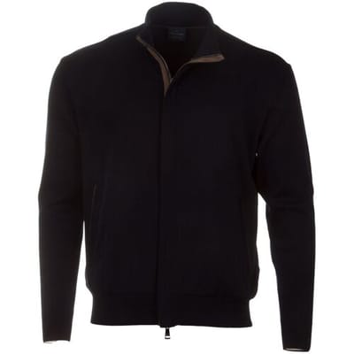 Paul & Shark Vest Summer Wool Full Zip with Alcantara Donker Blauw / male