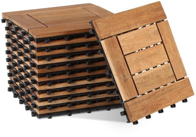 Houten Balkon Terrastegels - Kliktegels Buiten - Terras Verfraaien - Drainage Systeem - 30x30 cm - Donkerbruin