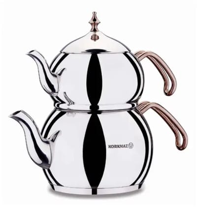 Korkmaz Hanedan Turkse Theepot Rosegold – RVS Theepotset – 1,1L + 2L – Geschikt voor Inductie