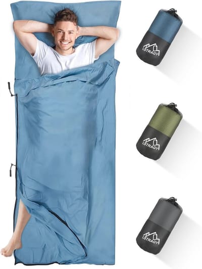 Huttenslaapzak - Microvezel - Geüpgraded met Voetritssluiting - Lichtgewicht en Compact - Voor Backpackers en Reisvrienden