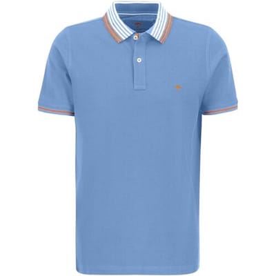 Fynch-Hatton Polo Striped Collar Modern Soft Cotton Piqué Light Sky / male