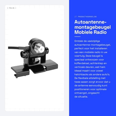 Dailygoods- Autoantennebeugel Flexibele Afstelling - Antennebevestiging - Roestvrij Staal - Voor Kofferdeksel/Achterklep - 5 m Kabel - Duurzaam - Antennehouder