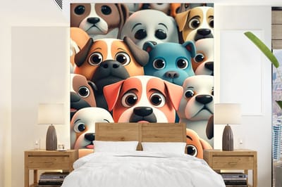 Behang - Fotobehang Hond - Dieren - Patronen - Bruin - Meiden - Jongens - Breedte 165 cm x hoogte 220 cm