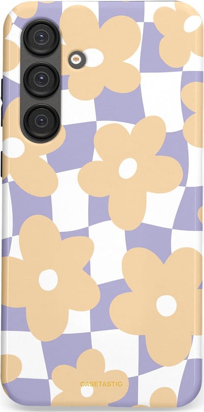 Casetastic hoesje geschikt voor Samsung Galaxy S25 Plus - Dubbellaagse bescherming - Madeliefjes feest - Fashion Case - Zand Wit Lila Zilver