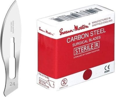Swann Morton mesjes steriel 24 Swann Morton - RVS - Past op houder nummer 4 - Nummer 24