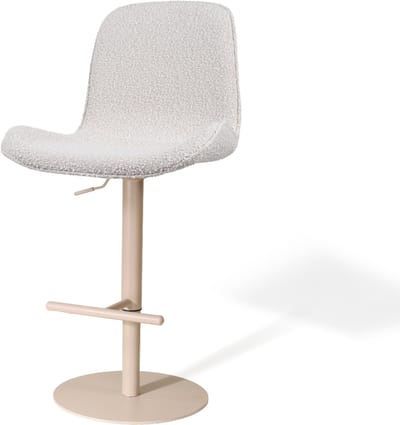 Nolon Niva-Fé Draaibare Tulp Barkruk Bouclé Beige - Verstelbaar - Beige Onderstel - Scandinavisch - Stoffen - Barstoel