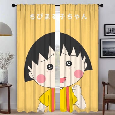 Rideau de fenêtre Chi-bi Maruko pour Chambre 2 Panneaux Rideaux Modernes pour Salon Décoration d'Halloween Voilage pour Chambre à Coucher Stores Cuisine W50xH70cmx2pcs-CL white
