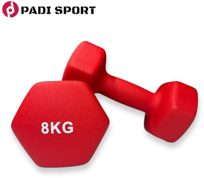Padisport - 8kg dumbells - dumbells 8kg - halters - gewichten 8 kg - rood - gewichten - dumbells