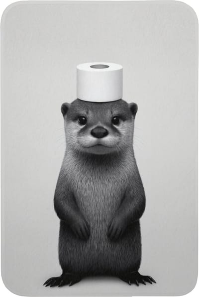 Badmat 60x90 cm - Antislip - Otter - WC rol - Zwart - Wit - Badmatten voor badkamer - Badkamermat - Douchemat - Badkamer mat