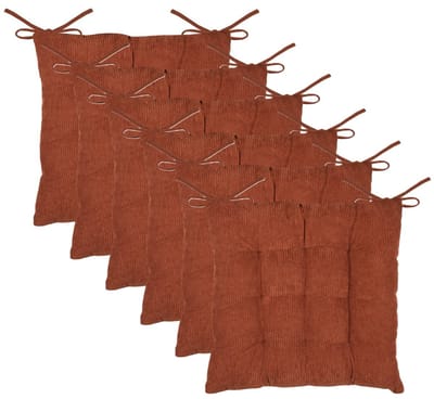 Stof Textile stoelkussen Dandy - 6x - wijnrood - 38 x 38 x 5 cm - touwtjes sluiting - zitkussens - binnen/buiten