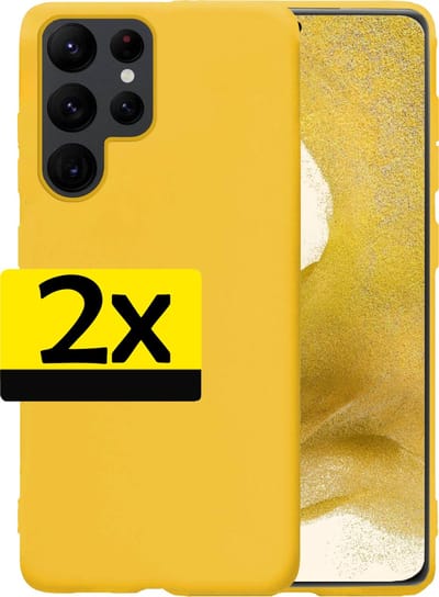Hoesje - 2 Stuks - Geschikt voor Samsung Galaxy S22 Ultra - Sterk & Shockproof - Case Siliconen - Back Cover - Telefoon Hoes - Telefoonhoesjes - Geel