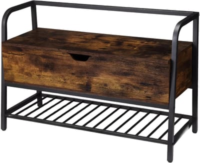 Opbergbank - Voor Entree, Slaapkamer of Hal - Vintage Schoenenrek met Lift-Top - 84 cm