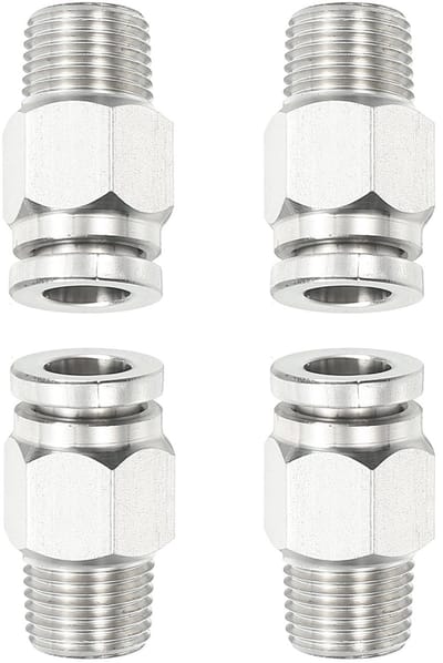 Dailygoods- Fitting Push-to-Connect 1/4" Buis OD - 1/4" NPT Buitendraad - 304 Roestvrij Staal - Gereedschapsvrij - Pneumatische Verbindingen - Pneumatische Connector