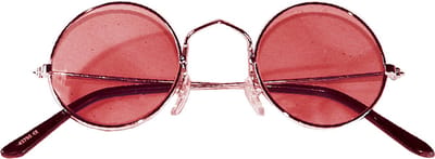 Faram Party carnaval zonnebril - Hippie Flower Power Sixties - ronde glazen - rood