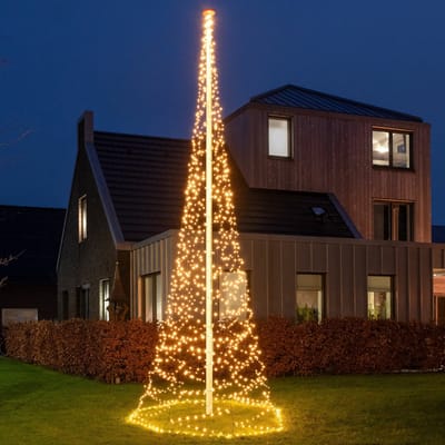Anna's Collection Vlaggenmast kerstboom met ster - verlichting - flash - 1240 leds - D200 x H600 cm - klassiek
