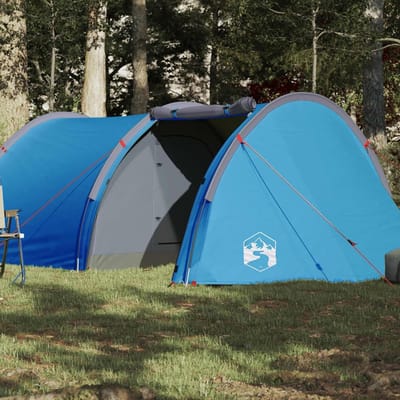 Kampeertent 4 personen - Familie tent - Kamperen en wandelen - Waterdicht en winddicht - Dubbele lagen - Blauw