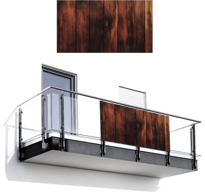 Balkonscherm 200x110 cm - Balkonposter Hout - Planken - Vintage - Donkerbruin - Balkon scherm decoratie - Balkonschermen - Balkondoek zonnescherm