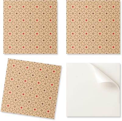 Set zelfklevende PVC-tegels met bloemenpatroon in een raster van 20x20x20 cm