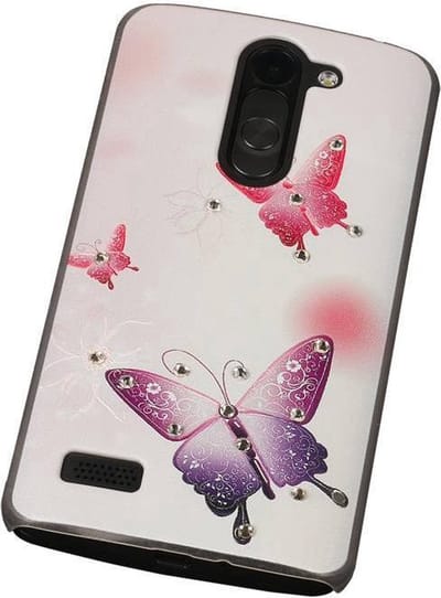 3D Hardcase met Diamant L Bello D335 Vlinders - Back Cover Case Bumper Hoesje