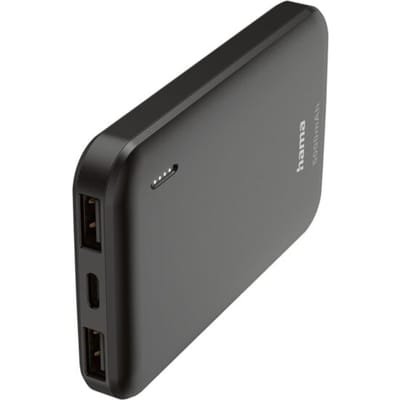 Hama Powerbank - Pocket - 5000mAh - 10W - 2x USB-A, 1x USB-C - Antraciet