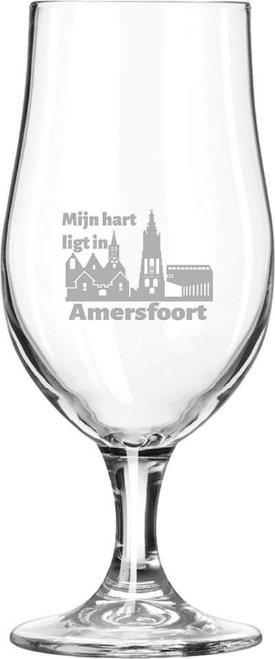 Gegraveerde bierglas op voet 49cl Amersfoort