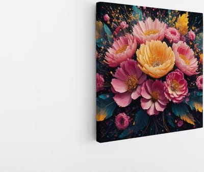 Saammp Canvas Schilderij - Bos Bloemen - Abstract - Natuur - 20x20 - Foto op canvas - Wanddecoratie - Muurdecoratie Woonkamer - Kantoor Decoratie