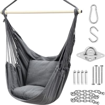 YOR® Hangstoel Cocoon - Egg Hangstoel – Hang Stoel Met Standaard – Egg Chair Inclusief Kussens – Voor Binnen Of Buiten – Hangstoelen - Gewicht tot 150 Kg – Voor Slaapkamer en Tuin - Houtskool - 150cm x 120cm x 3cm; 27 kg