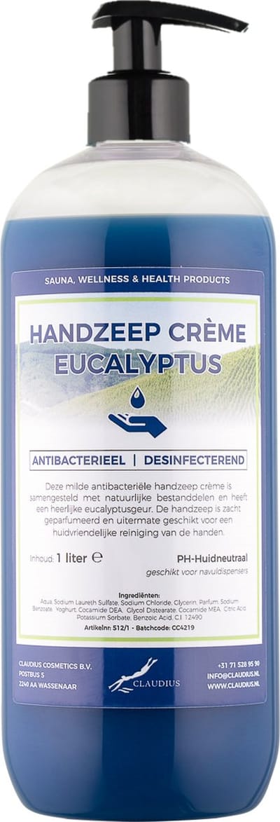 Handzeep Crème Eucalyptus 1 liter - met gratis pomp