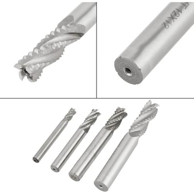 4 stuks 4 Sneden HSS Ruwfrezen Freesbeitel CNC Router Bit Freesgereedschap M6 M8 M10 M12 wit