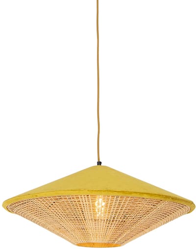 QAZQA frills - Landelijke Hanglamp - 1 lichts - Ø 600 mm - Geel - Woonkamer | Slaapkamer | Keuken