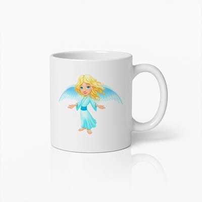 Engel Illustratie Mok – Prachtig Spiritueel Ontwerp Keramische Koffiebeker