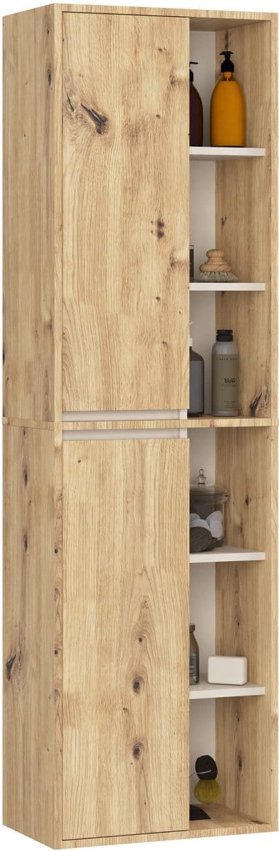 Hangende Badkamerkast Kolomkast VAMI W50 met 2 Deuren en 10 Planken / Artisan Eik - Kasjmier / AKORD Furniture Factory / 50x170x30 cm