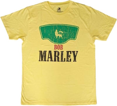 Bob Marley - Vintage Green Label Heren T-shirt - S - Geel