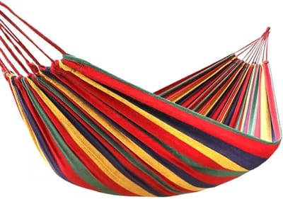 Dubbele Hangmat - Kampeerhangmat Tuin - Ontspannen Buiten - Canvas Stof - 2 Personen - A