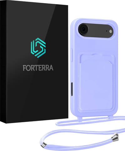 Hoesje Geschikt voor iPhone Air Pashouder Case Siliconen Hoes Met Koord - Hoes Geschikt voor iPhone Air Met Telefoonkoord Hoesje Back Cover Met Pasjeshouder - Lila