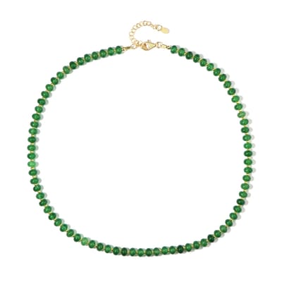 Cavill - Verstelbare Zilveren Halsketting - 925 Sterling Zilver Verguld - Groene Kwarts 75,28 ct & Gouden Hematiet 9,59 ct - Luxe Unisex Sieraad