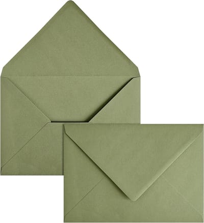 Netuno 20 Large Envelopes Olive Green DIN C5 16.2 x 22.9 cm 120g Elegant Large Envelopes A5 for Wedding Christmas - ShopVlot