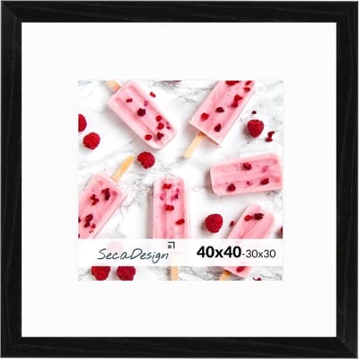 SecaDesign Tundra Hout - Fotolijst 40x40 / 30x30 cm fotomaat met passe-partout - Zwart