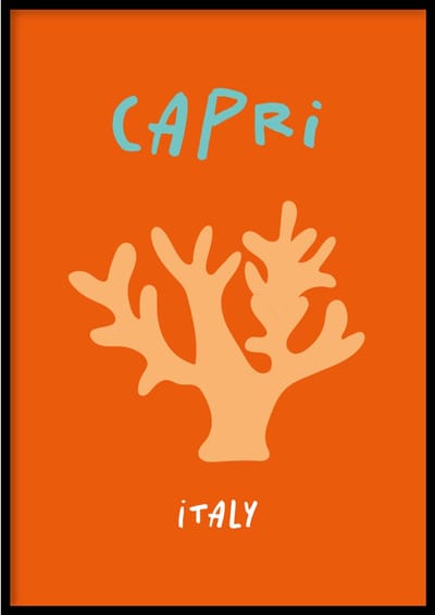 Poster Capri - 50x70 cm - Stadsposter - WALLLL - Exclusief lijst - Professioneel fotopapier