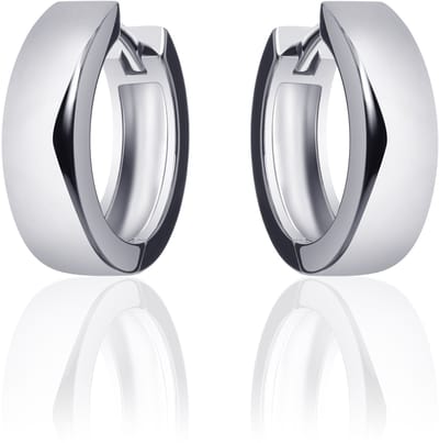 Jewels Inc. - Oorbellen - Oorringen met Scharnier - Vlak Glad - 5mm Breed - 18mmØ - Gerhodineerd Zilver 925