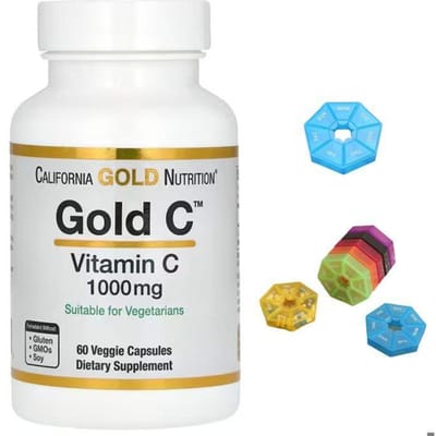 Voedingssupplement Vitamine C - California Gold Nutrition - 1000 mg per dosering - 60 plantaardige capsules
