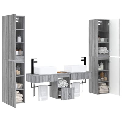 vidaXL - Badkamermeubel - Set - 5 - st - Grijs - Sonoma - 33 - x - 34,5 - x - 160 - cm